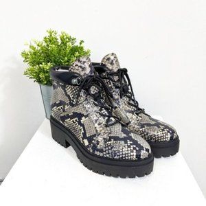 Marc Fisher Snakeskin Embossed Nula Lug Boots NWT